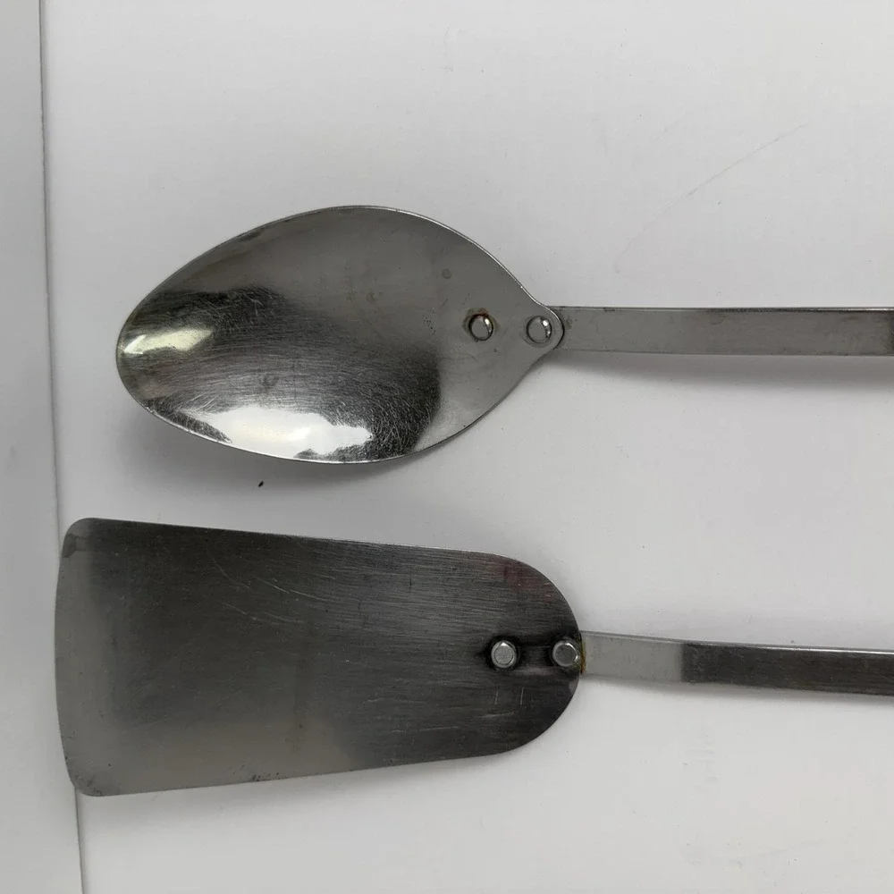 Stanhome Stainless Steel Spatula Turner & Cooking Spoon Set Of 2 Brown MCM